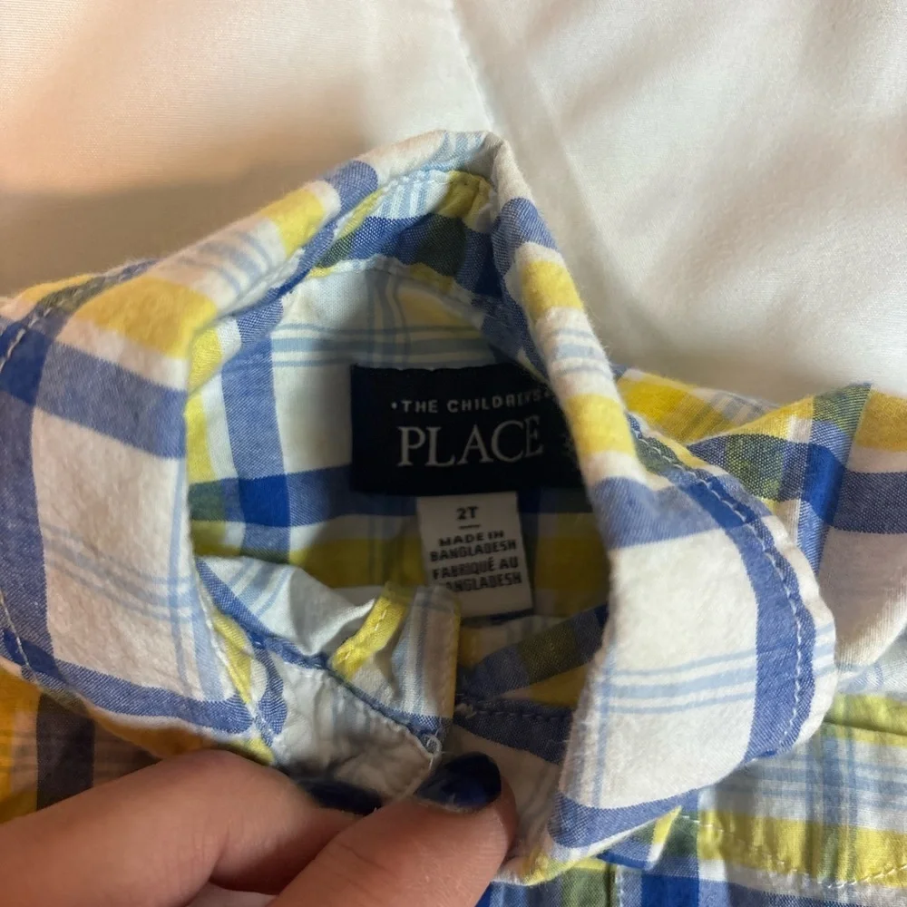 Set of 4 Kids Plaid Button-Down Shirts - Blue, Yellow, Purple, Tan 2T
